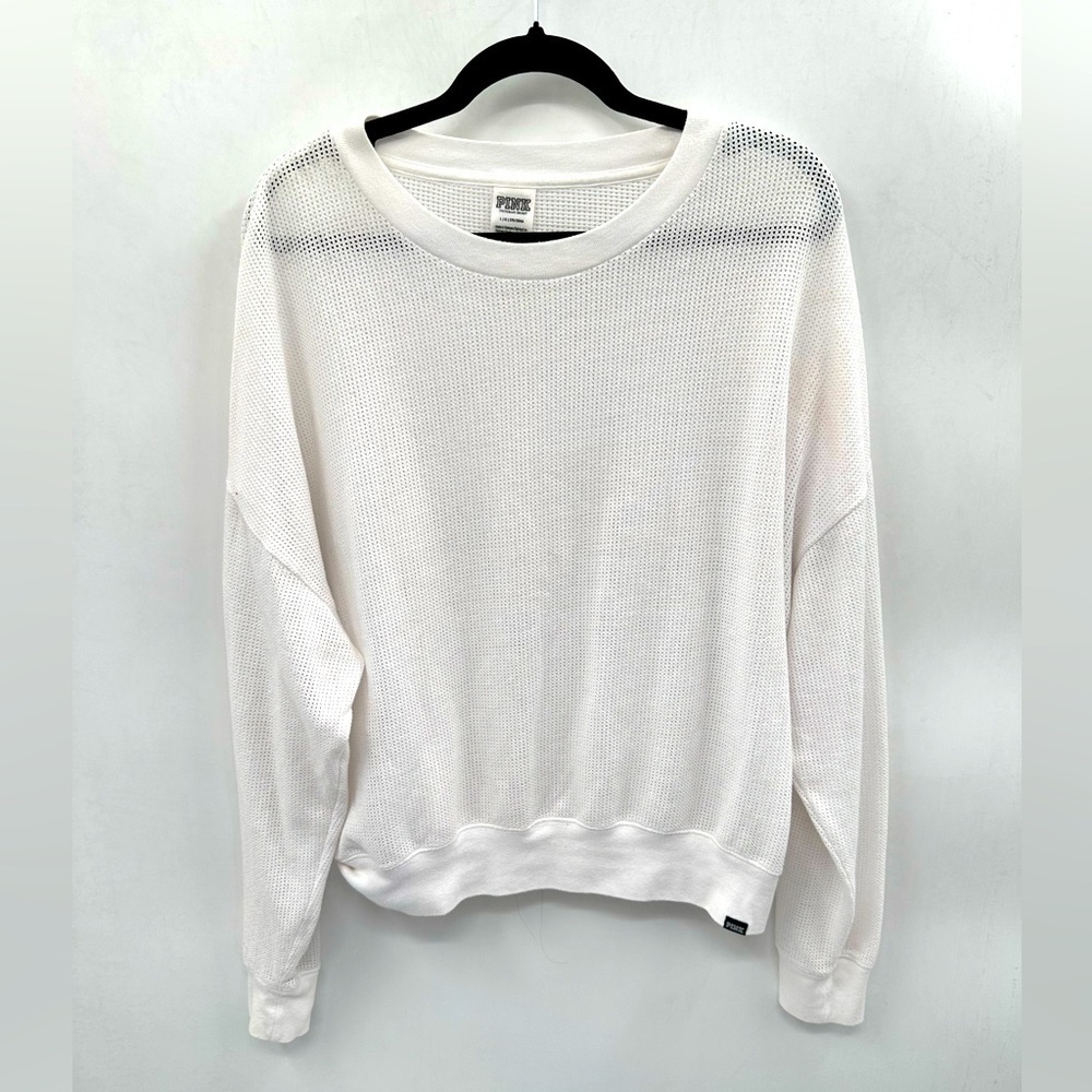 PINK Victoria's Secret white net dolman sleeve oversized woman cotton tunic L
